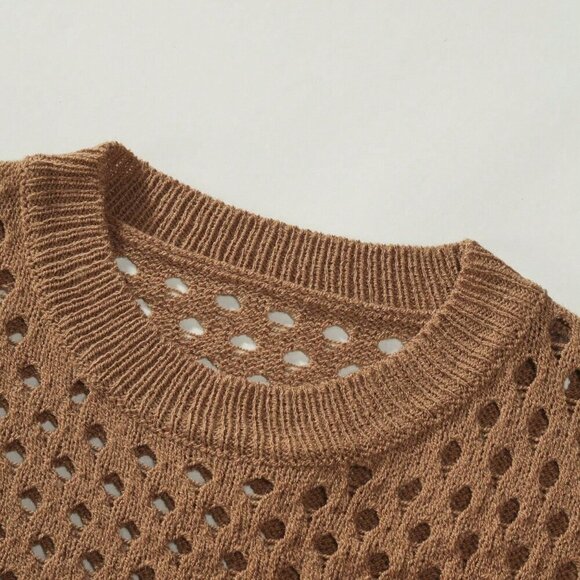 Camel Casual Men's Crochet Short Sleeve Round Neck Top - Picture 3 of 6